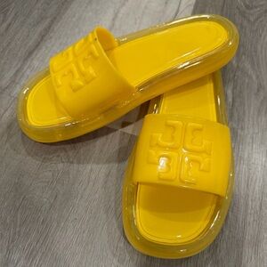 Tory Burch Bubble Jelly Bright Yellow Slide Sandals Size 7 B